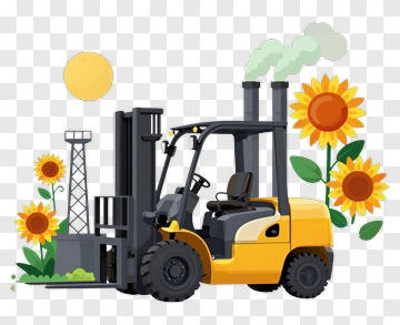 Forklift Among Sunflowers PNG