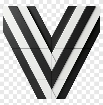 Black And White V Shape Geometric Block PNG