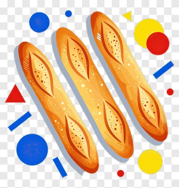 Three Baguettes With Geometric Shapes PNG