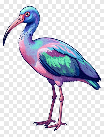 Colorful Ibis Bird Illustration PNG