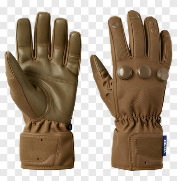 Tan Leather Gloves With Button Details PNG