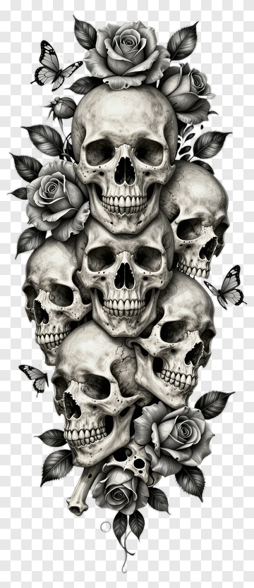 Skull And Rose Tattoo Design PNG