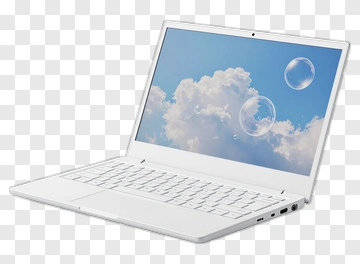 White Laptop With Cloudy Screen PNG