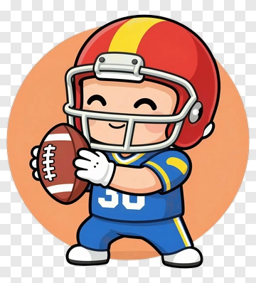 Cartoon Football Player Holding Ball PNG