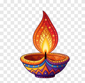Colorful Diya With Flame PNG