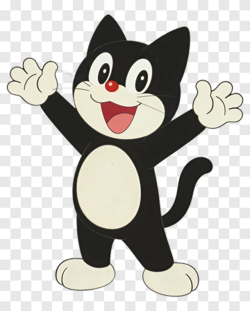 Happy Black Cat Anime Character PNG