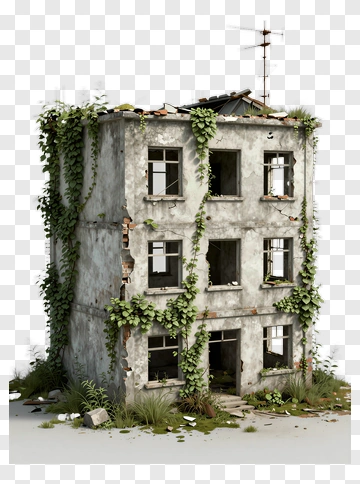 Overgrown Abandoned Building PNG