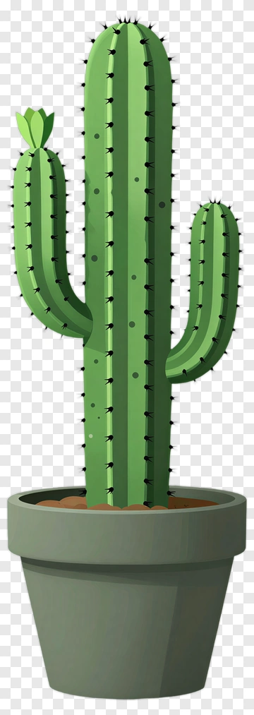 Green Cactus In Pot PNG