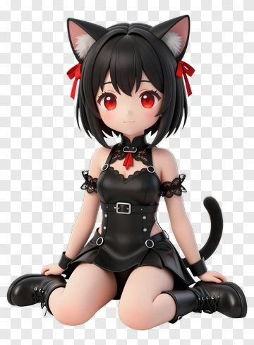 Cat Girl Anime Figurine PNG