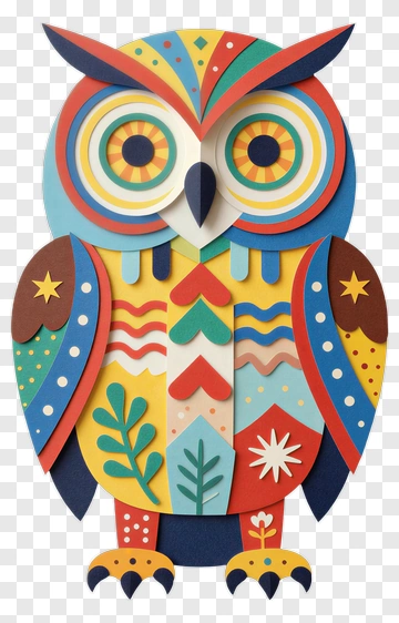 Colorful Paper Cut Owl PNG