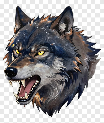 Fierce Wolf Head Illustration PNG