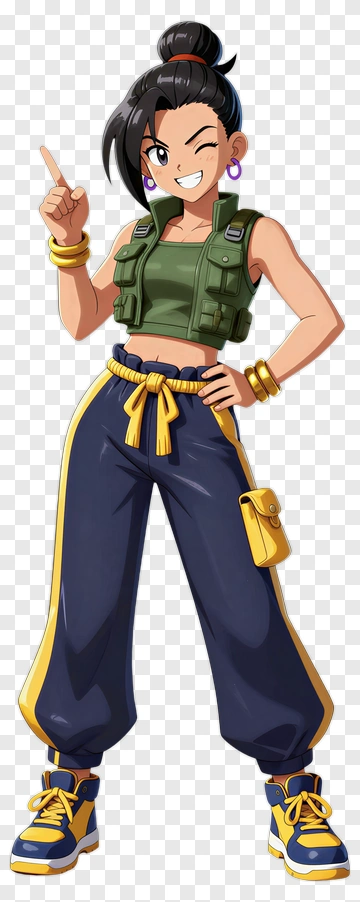Anime Female Fighter In Punk Style PNG