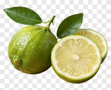Fresh Lime With Leaf And Slice PNG