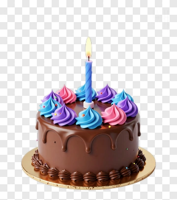 Birthday Cake With Blue Candle PNG