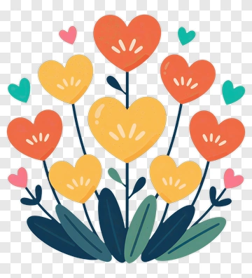Heart-Shaped Flower Bouquet PNG