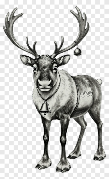 Hand Drawn Reindeer With Bell PNG