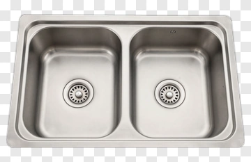 Stainless Steel Double Basin Kitchen Sink PNG