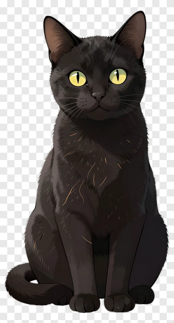 Black Cat With Yellow Eyes PNG