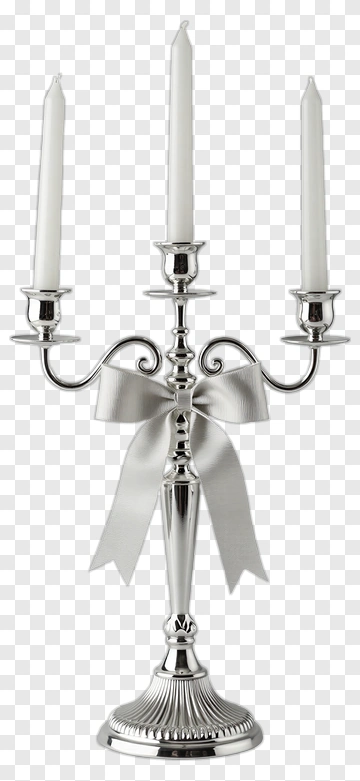 Silver Candelabra With White Candles PNG