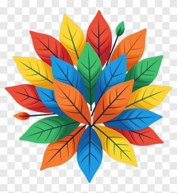 Colorful Leaf Flower Design PNG