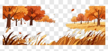 Autumn Forest With Golden Grass PNG