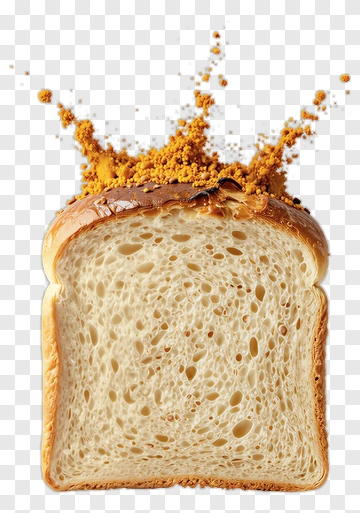 Fresh Bread With Yellow Powder Splash PNG