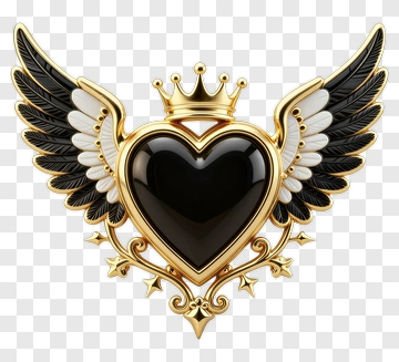 Golden Heart With Wings And Crown PNG