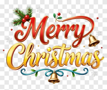 Merry Christmas Typography Design PNG