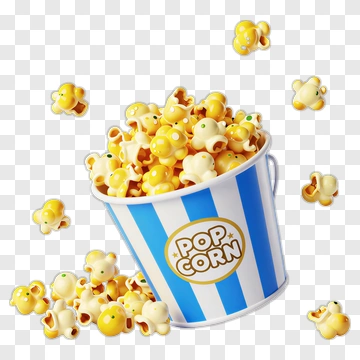Popcorn In A Blue And White Bucket PNG