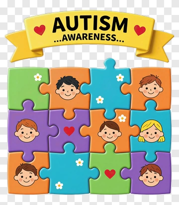 Autism Awareness Puzzle With Children Faces PNG