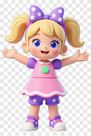 Cartoon Girl With Bow And Pigtails PNG