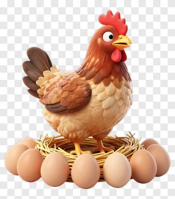 Chicken With Eggs In Nest PNG