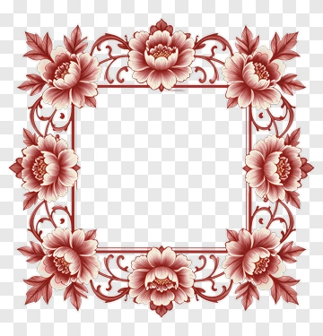 Red Peony Flower Frame PNG