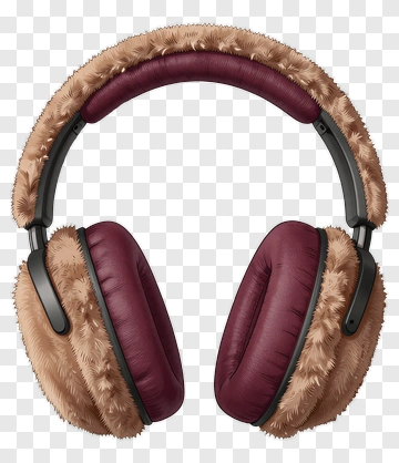 Maroon And Brown Fur Headphones PNG