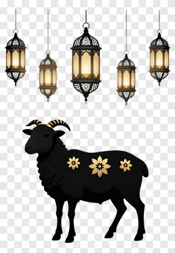 Black Sheep With Gold Flowers PNG