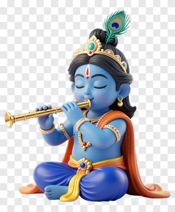 Blue Krishna Playing Flute PNG