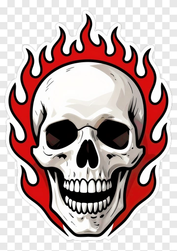 Skull With Red Flame PNG
