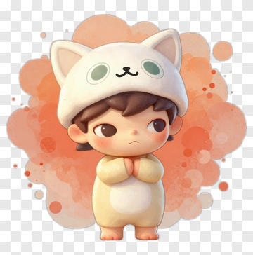 Cute Child In Cat Hat Costume PNG