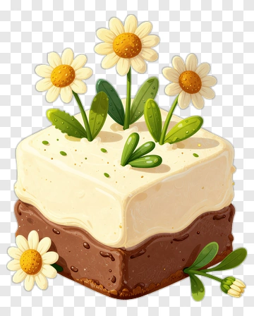 Brownie With Daisy Flowers PNG
