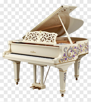Elegant Grand Piano With Gold And Purple Decor PNG