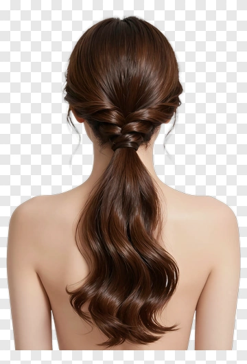 Brown Braided Ponytail Hair Style PNG