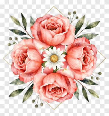 Pink Roses And Daisy Bouquet PNG