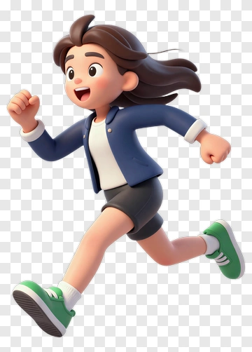 Energetic Girl Running In School Uniform PNG