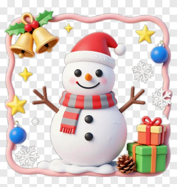Snowman With Holiday Decorations PNG