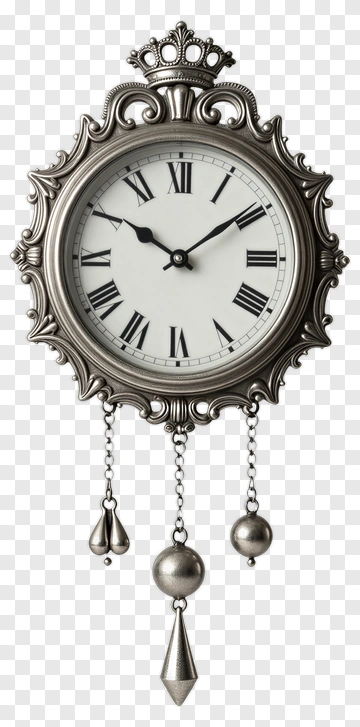 Vintage Wall Clock With Crown And Pendulum PNG