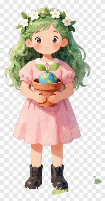 Girl Holding A Plant In A Pot PNG