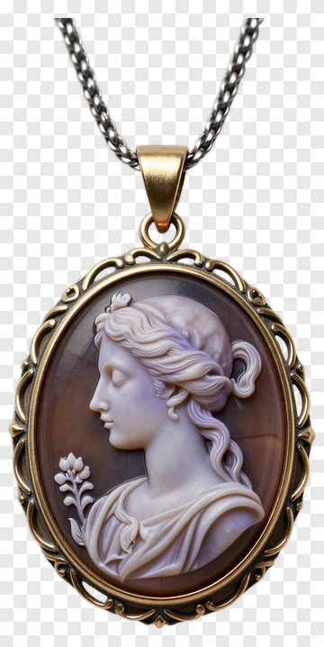 Elegant Cameo Portrait Pendant PNG