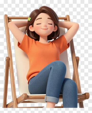 Girl Relaxing In A Chair PNG