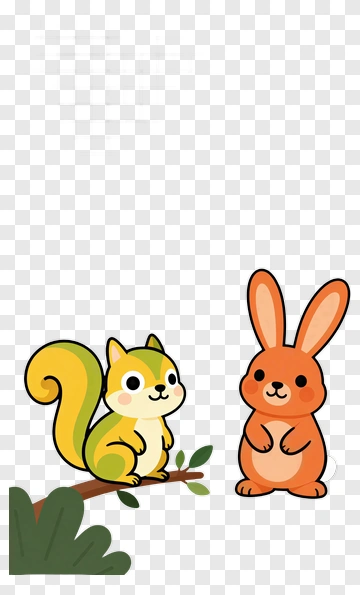 Squirrel And Rabbit Friends PNG