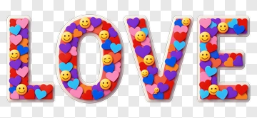3D LOVE Letters With Smiles And Hearts PNG